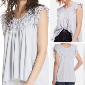 Free People Ruffle Cap Sleeve Blouse